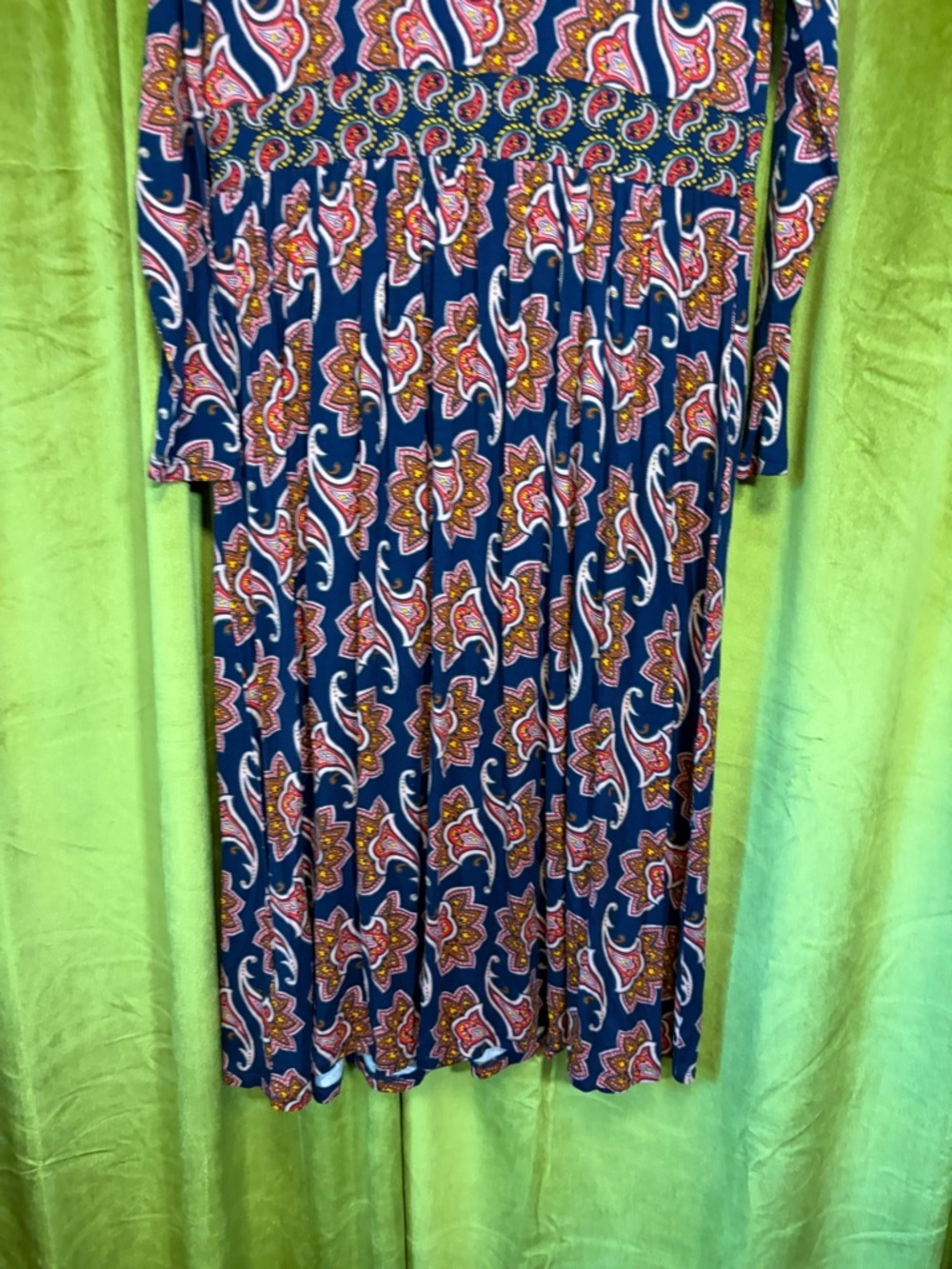 Boden Thea Long Sleeve Midi Dress in French Navy Paisley Amaryllis US 12 $170 - Picture 9 of 9